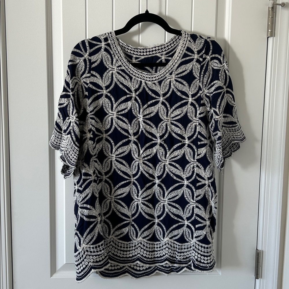 Navy and White Textured Fabric